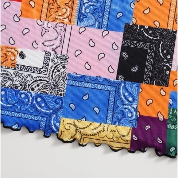 Bandana Lettuce Trim Patchwork Print Dress - Picture 8 of 9